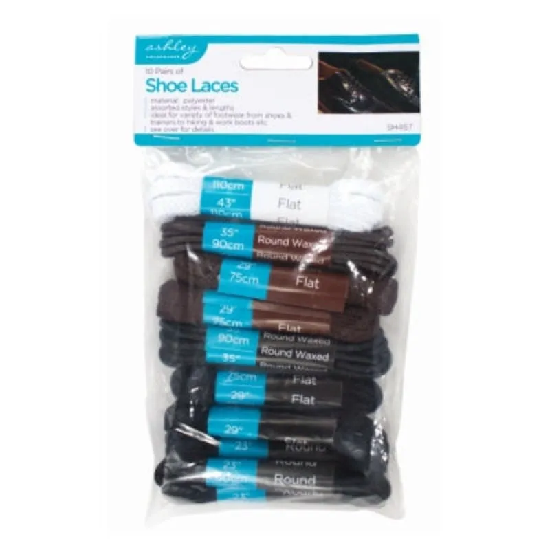 Ashley Housewares Shoelaces 10 Pairs