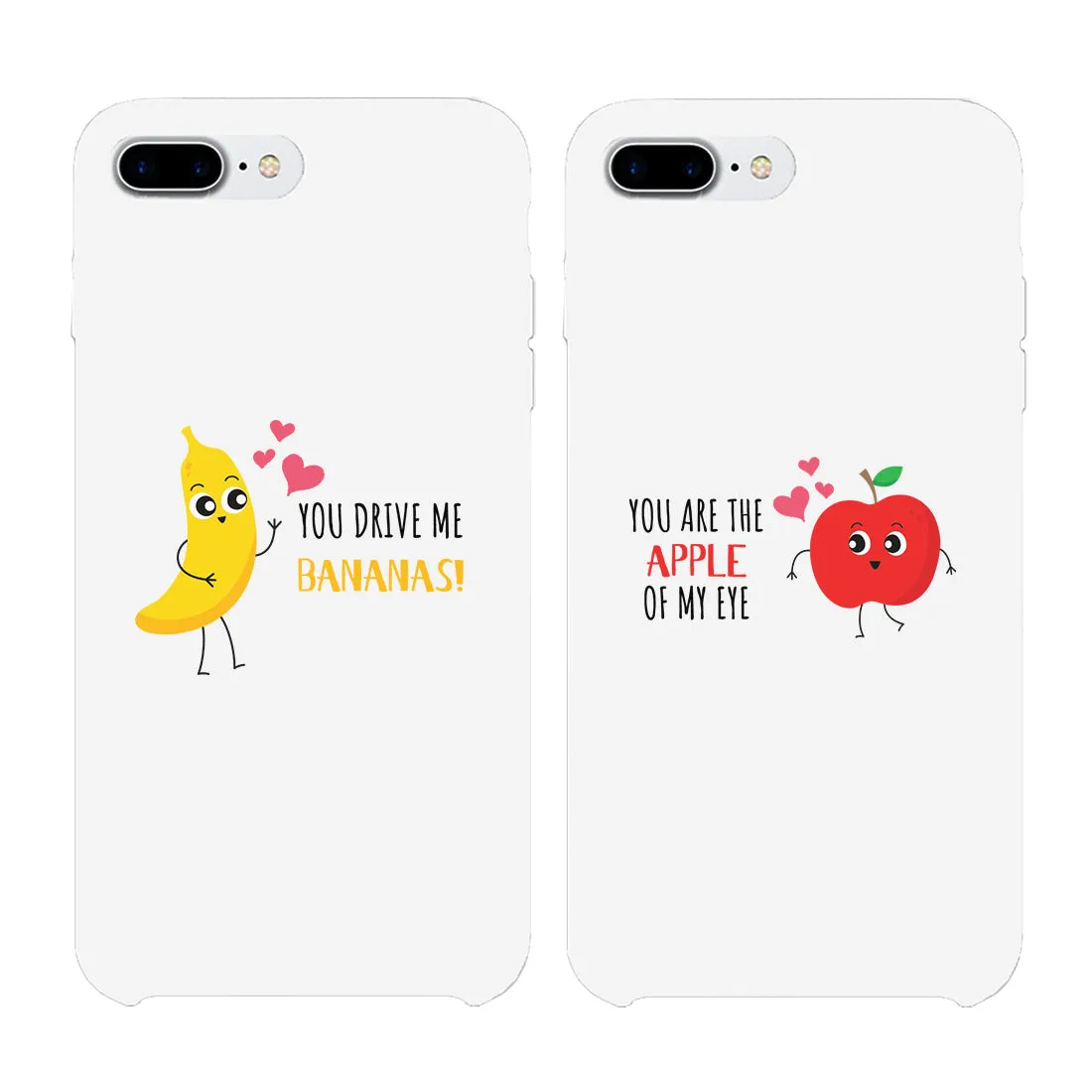 Bananas and Apple Matching White Couple Phone Cases