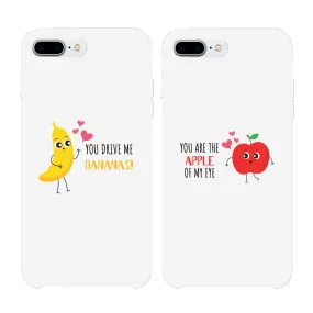 Bananas and Apple Matching White Couple Phone Cases
