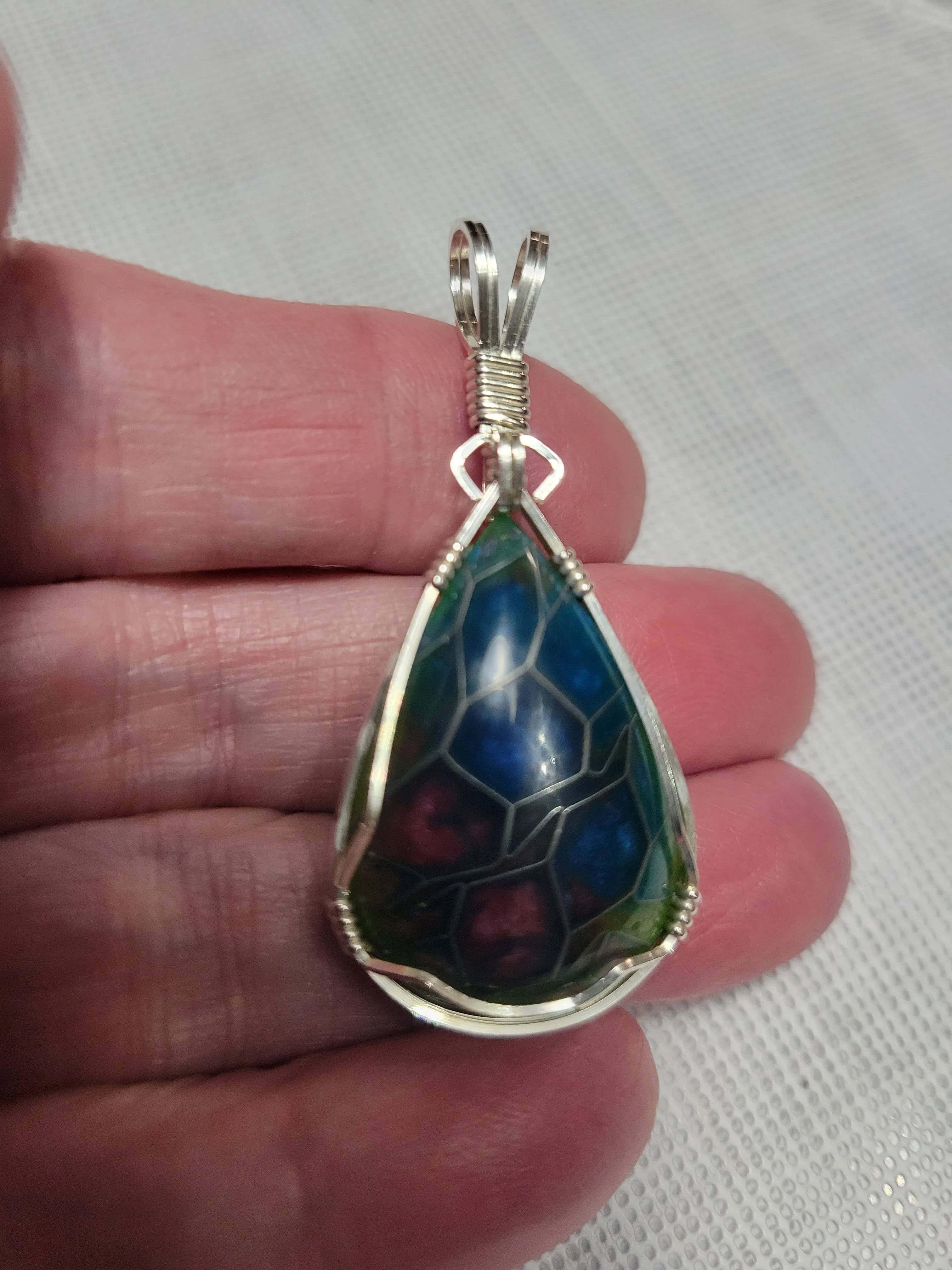 Custom Wire Wrapped Alumalite Recycled Aircraft Material Necklace/Pendant Sterling Silver