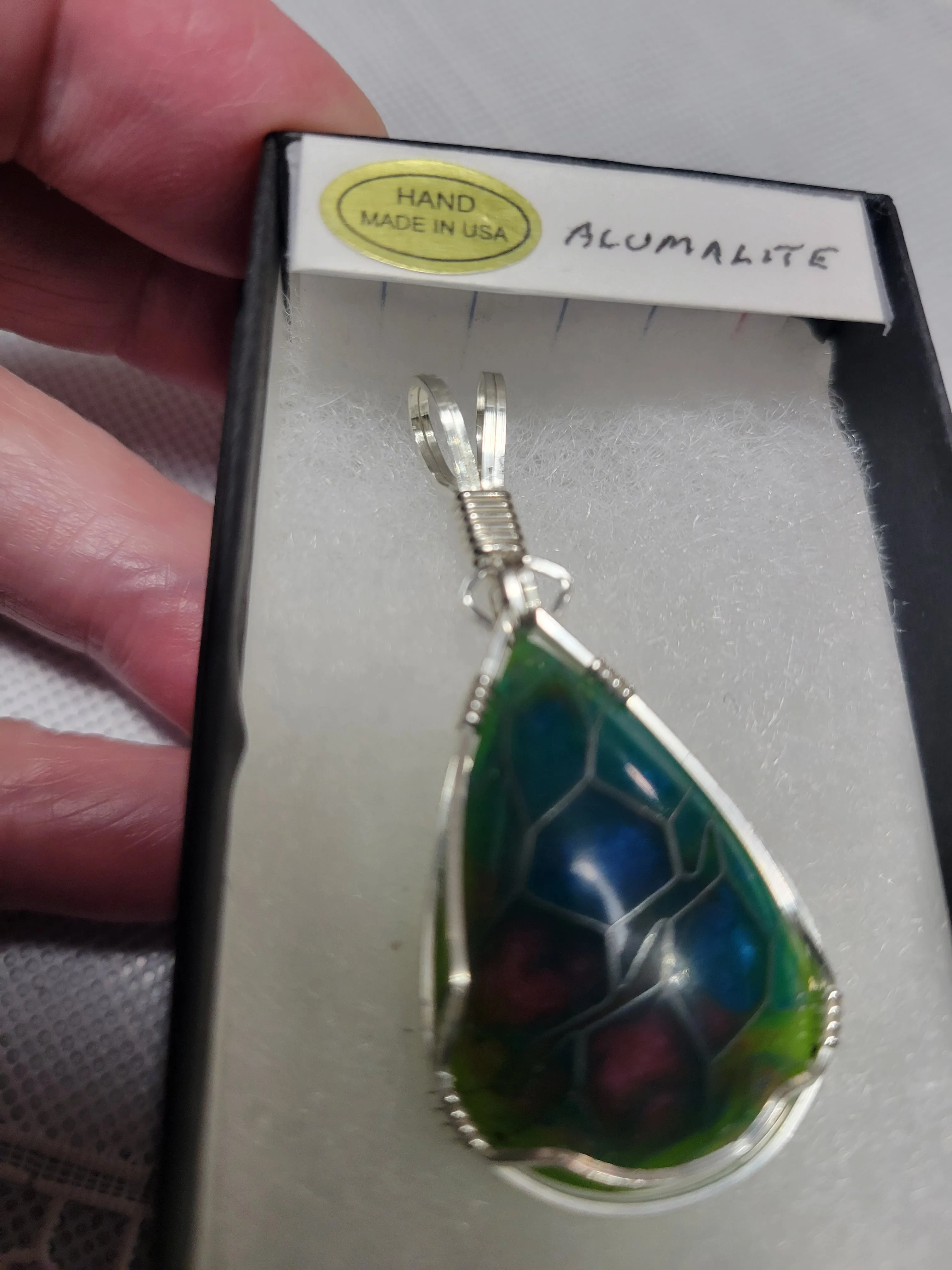 Custom Wire Wrapped Alumalite Recycled Aircraft Material Necklace/Pendant Sterling Silver