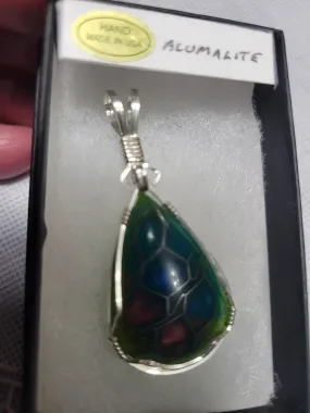 Custom Wire Wrapped Alumalite Recycled Aircraft Material Necklace/Pendant Sterling Silver