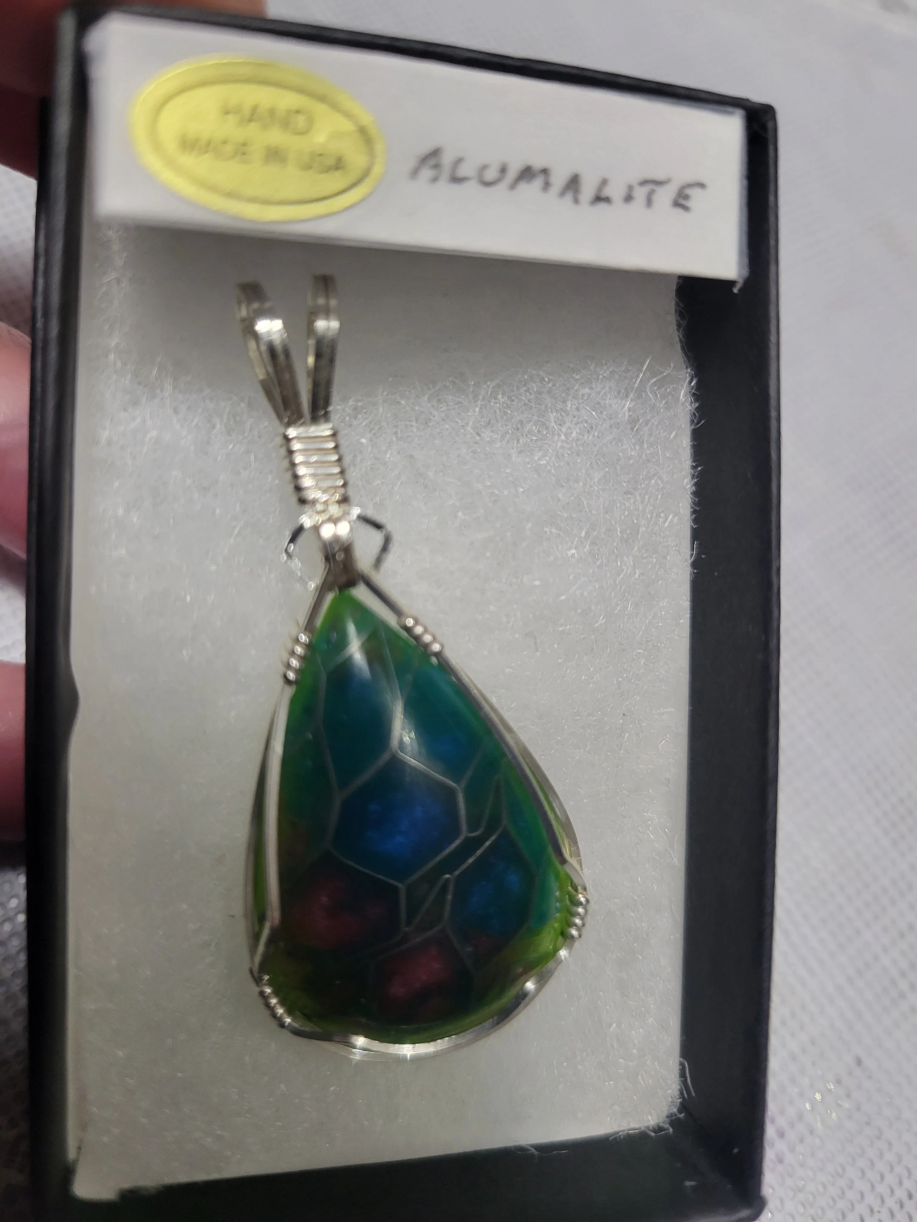 Custom Wire Wrapped Alumalite Recycled Aircraft Material Necklace/Pendant Sterling Silver