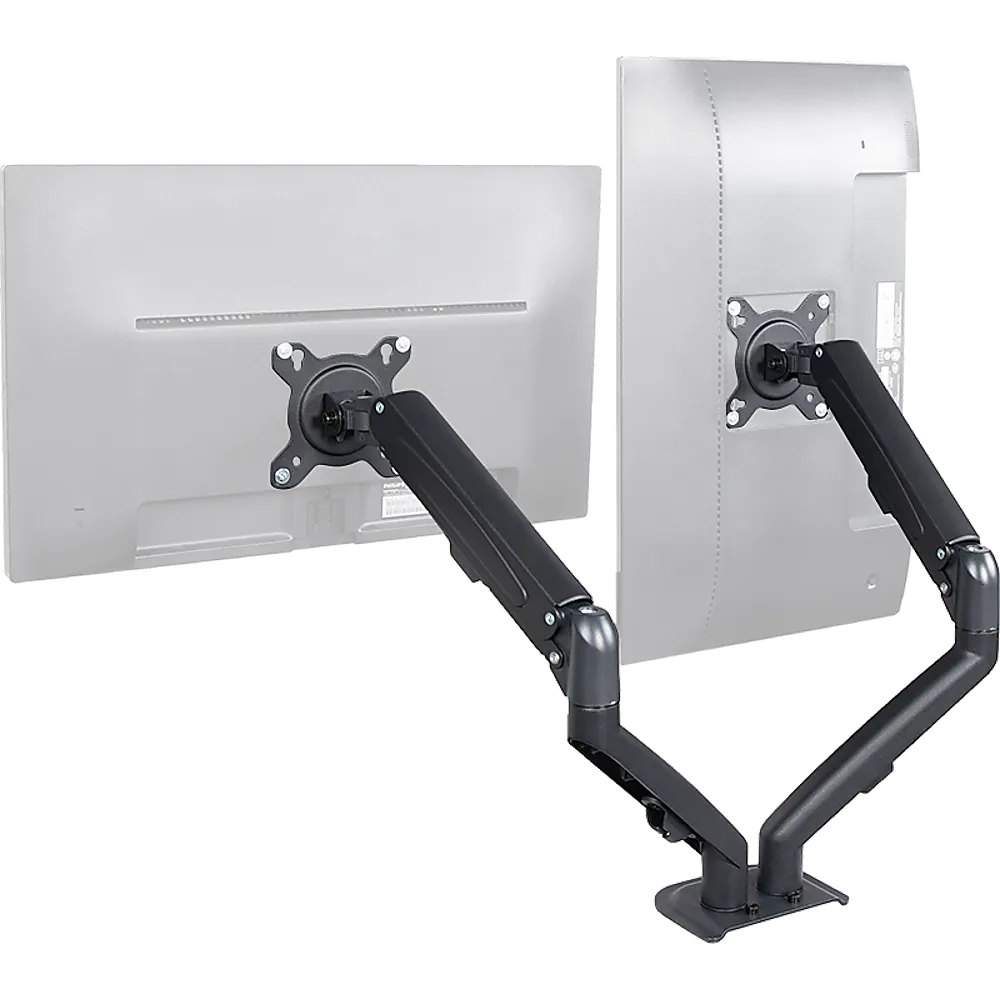 Dual Screen Gas-Strut Aluminum Monitor Stand with Cable Management