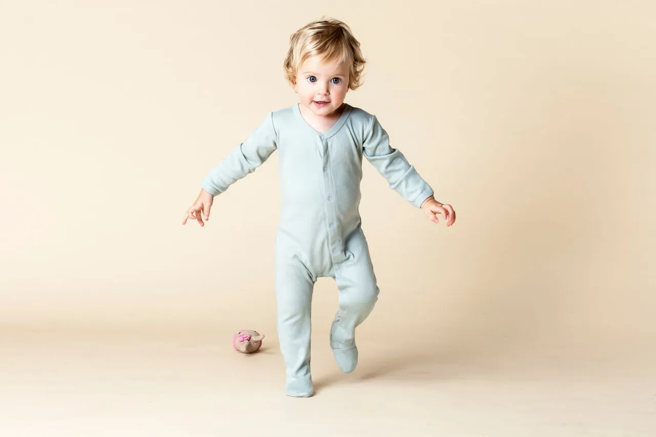 Frederik Footed Growsuit - Duck Egg Blue