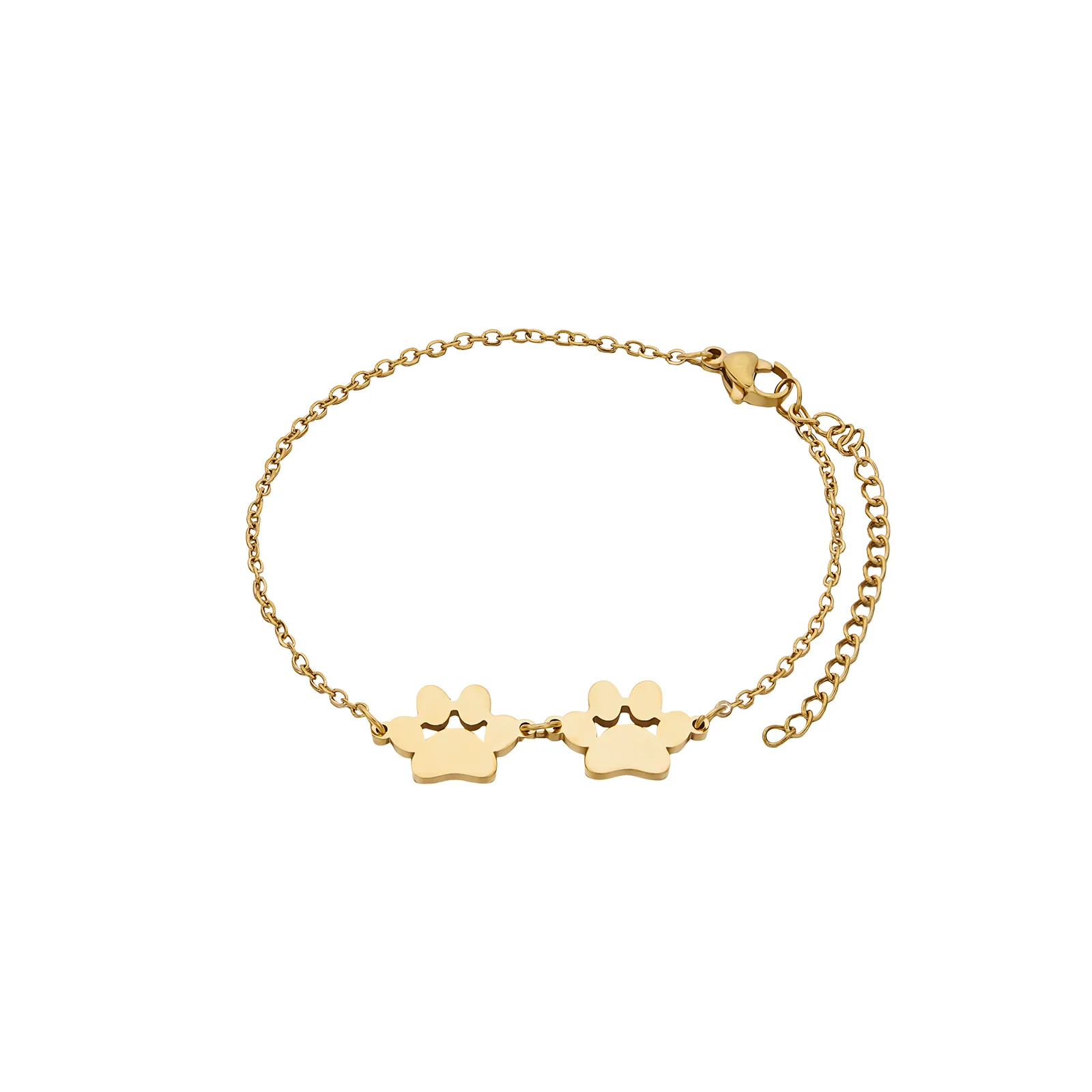 Gold Stainless Steel Dog Paw Bracelet (3pcs)