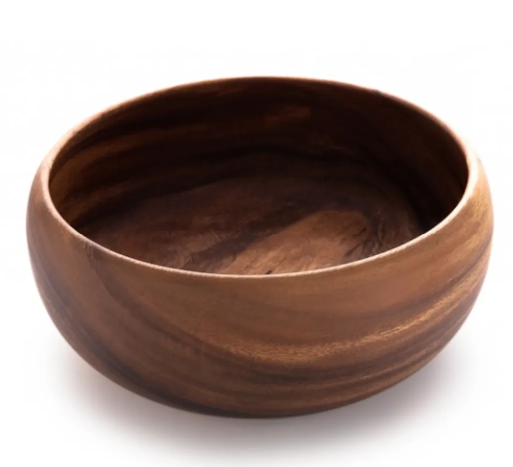 Hand Carved Salad Bowl Set -Acacia Wood 10" Bowl & Salad Servers- Fair Trade