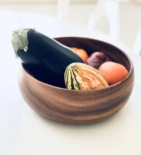 Hand Carved Salad or Fruit Bowl- Acacia Wood 10" , Fair Trade & Sustainably Harvested