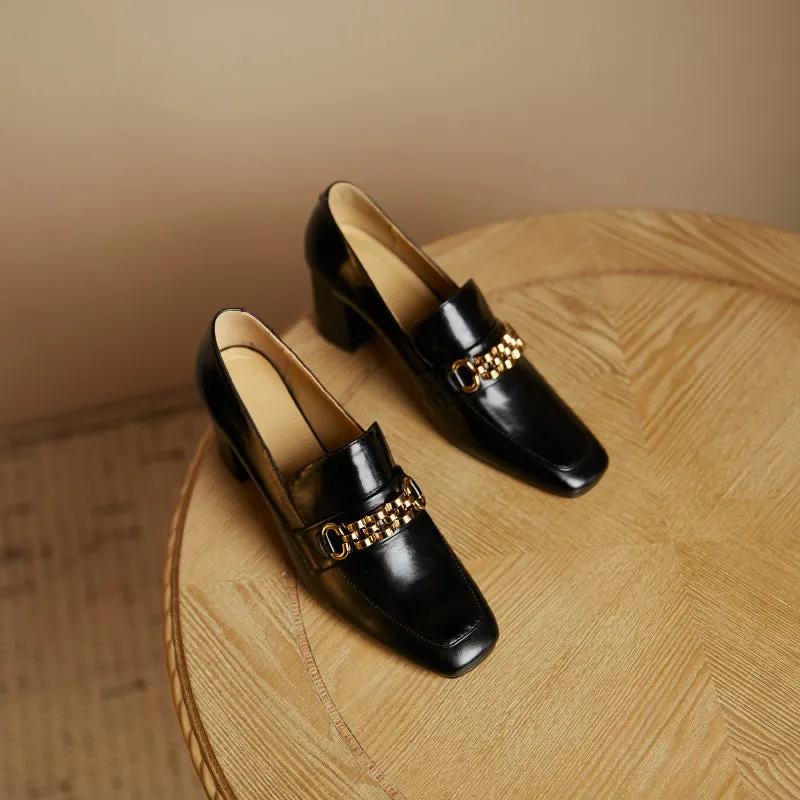 Ida Black Heel Loafers