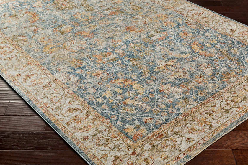 Kendrix Traditional Light Sage/Dark Blue Area Rug