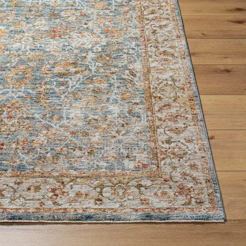 Kendrix Traditional Light Sage/Dark Blue Area Rug