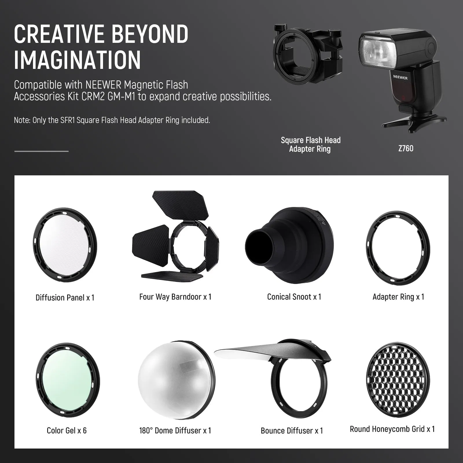 NEEWER SFR1 Square Speedlite Flash Head Mount Adapter