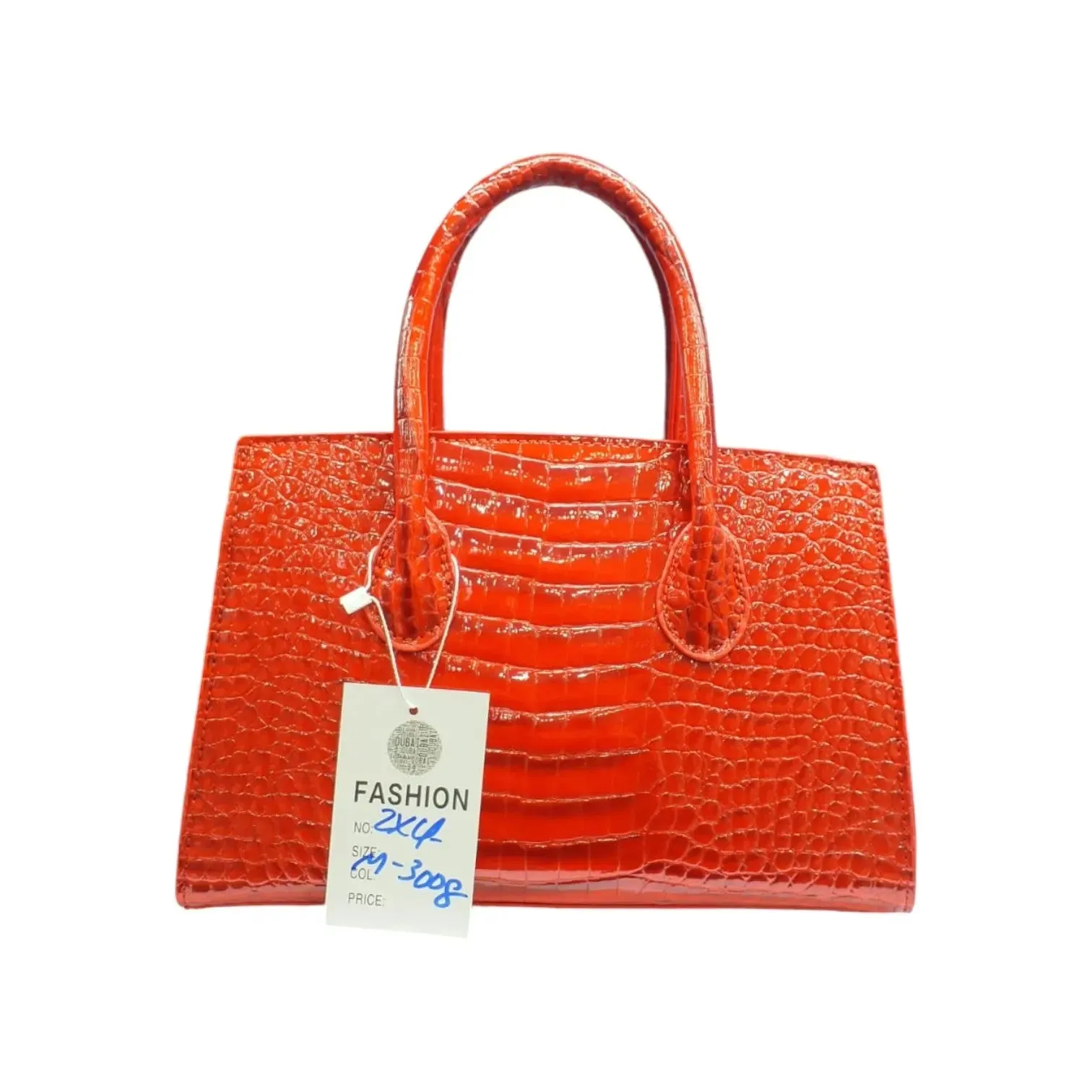 Red Embossed Satchel Bag