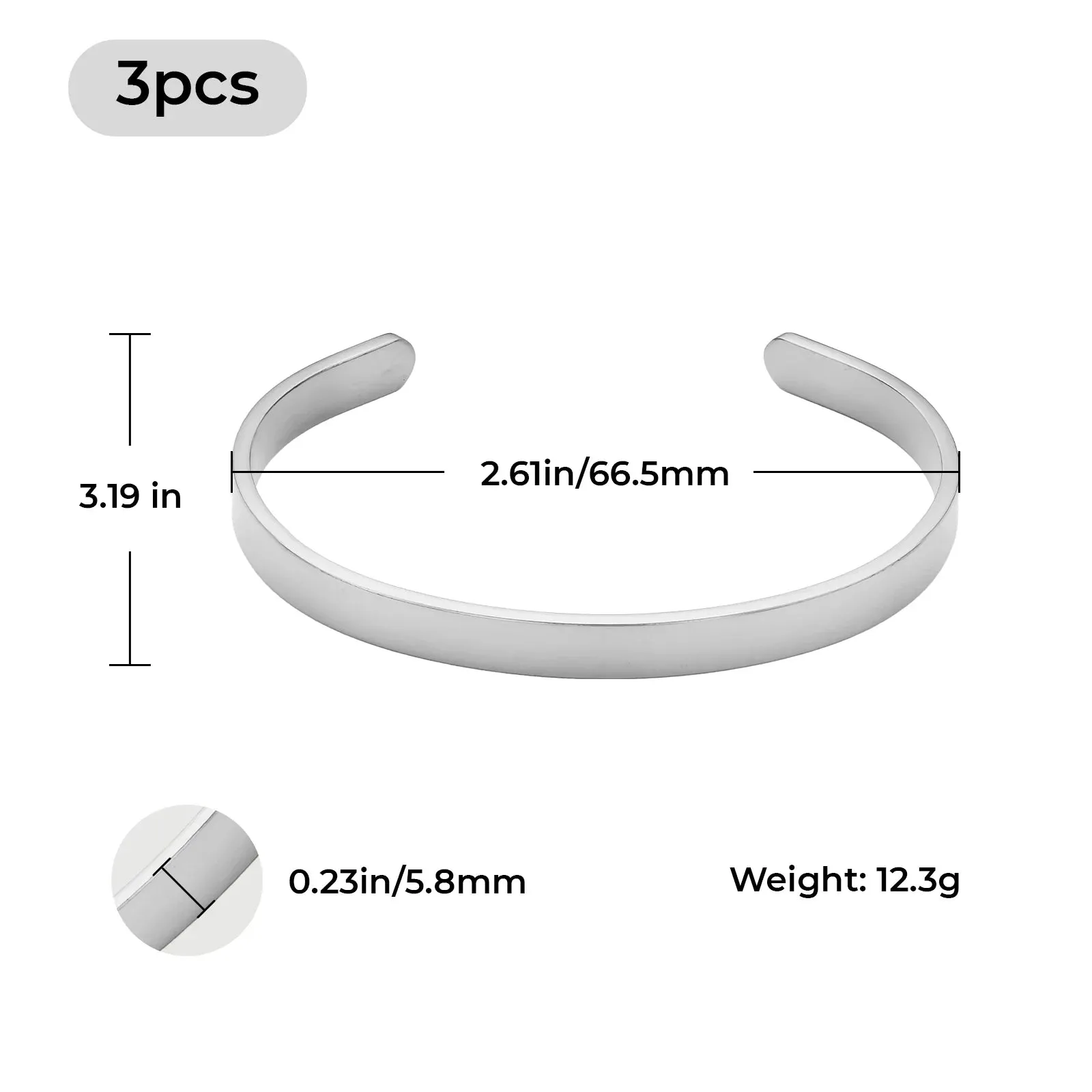 Rose Gold Cuff Bracelet (3pcs)