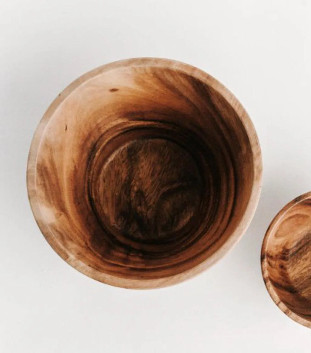 Salad Bowl, Hand Carved Acacia Wood 9.5” , Fair Trade and Sustainably Harvested