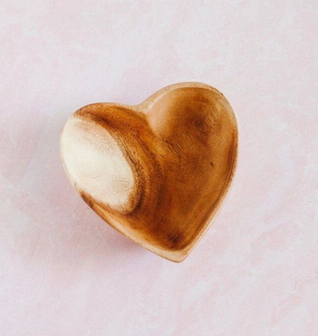 Set of 3 - 6.5” Acacia Wood Heart Snack and Jewelry Bowls, Fair Trade & Sustainably Harvested