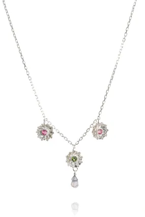 Sterling Silver or Gold Three Flower Necklace
