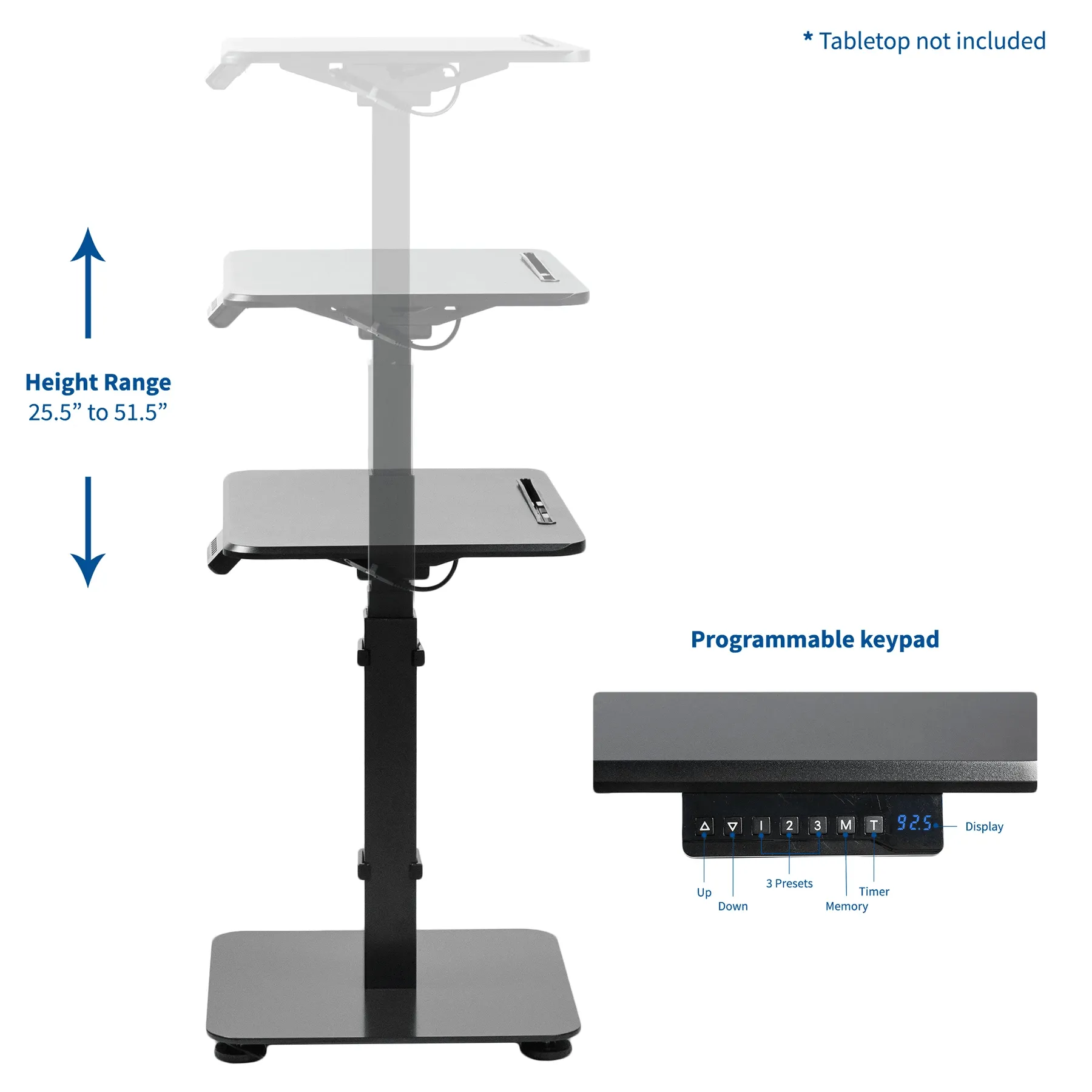 VIVO Premium Steel Electric 3-Stage Sit-Stand Single Desk Frame, DESK-V101EC