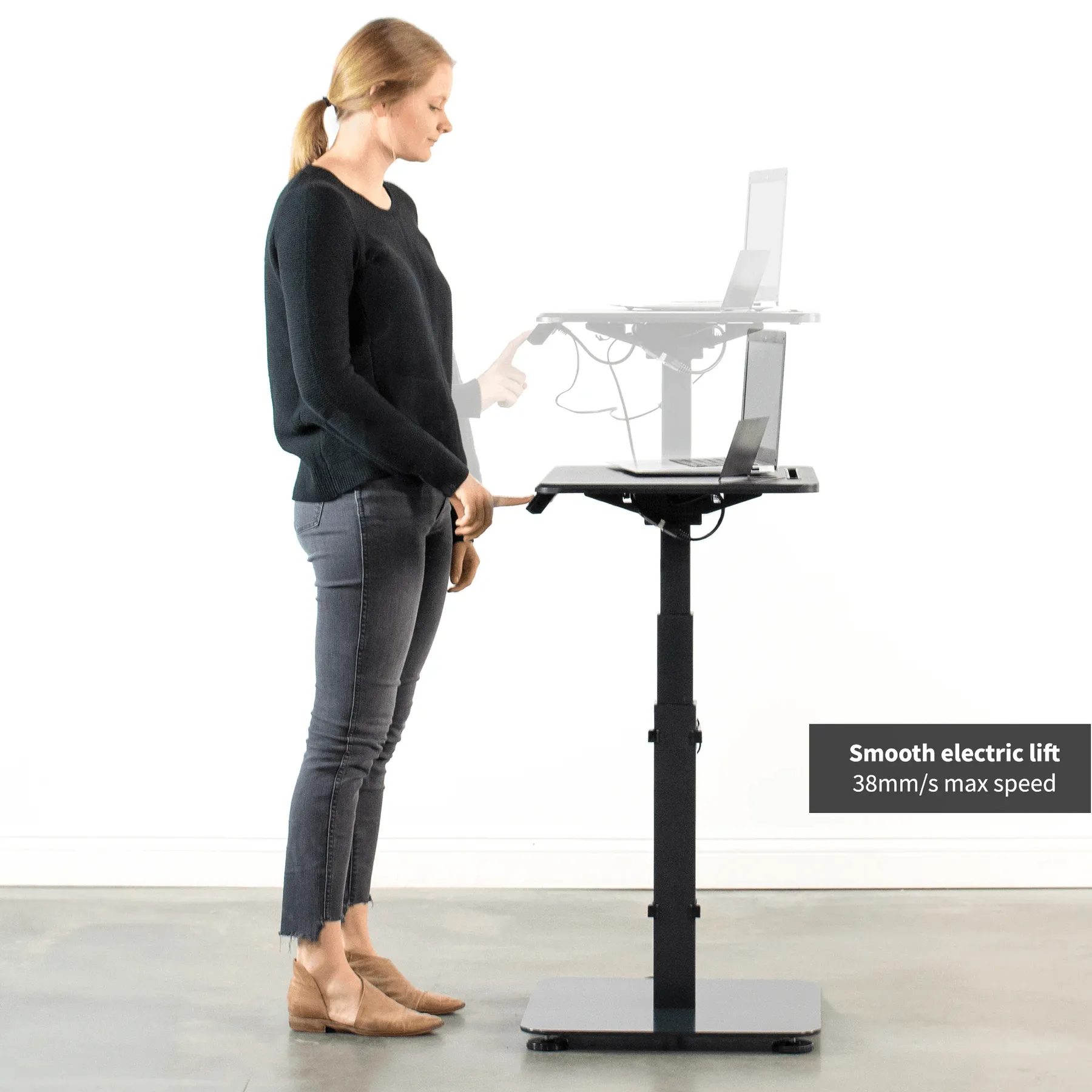 VIVO Premium Steel Electric 3-Stage Sit-Stand Single Desk Frame, DESK-V101EC